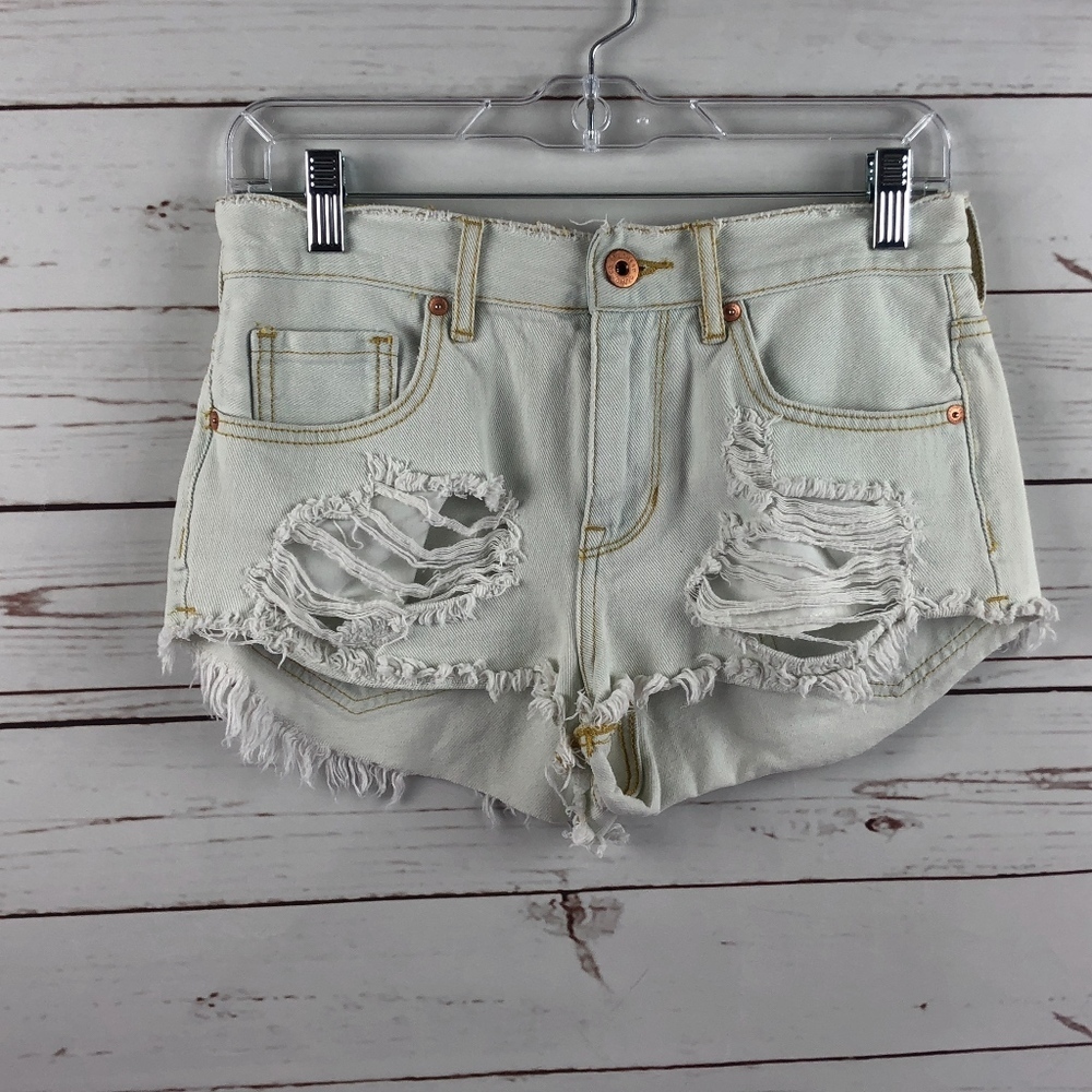 Bullhead High Rise Destroyed Denim Shorts 5